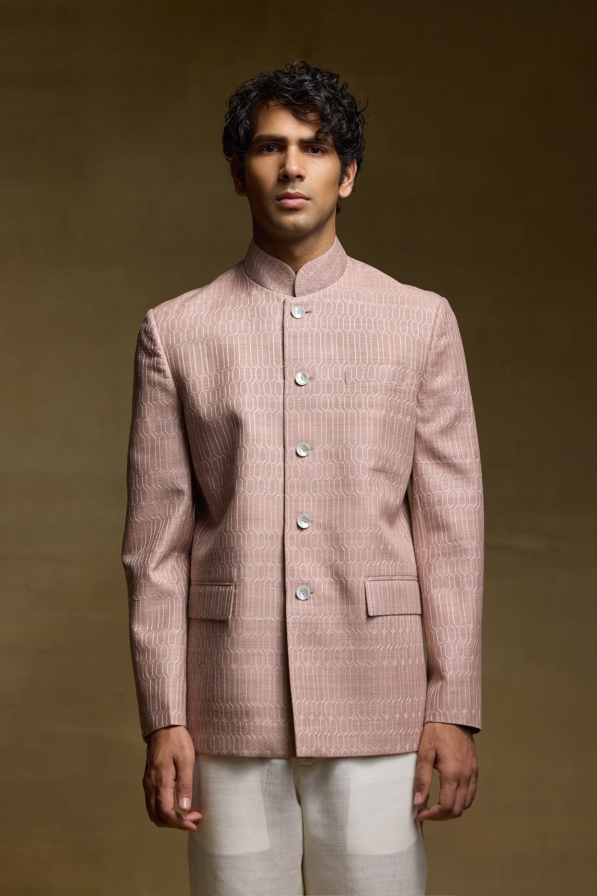 Dusty Pink Regal Mens Bandgala