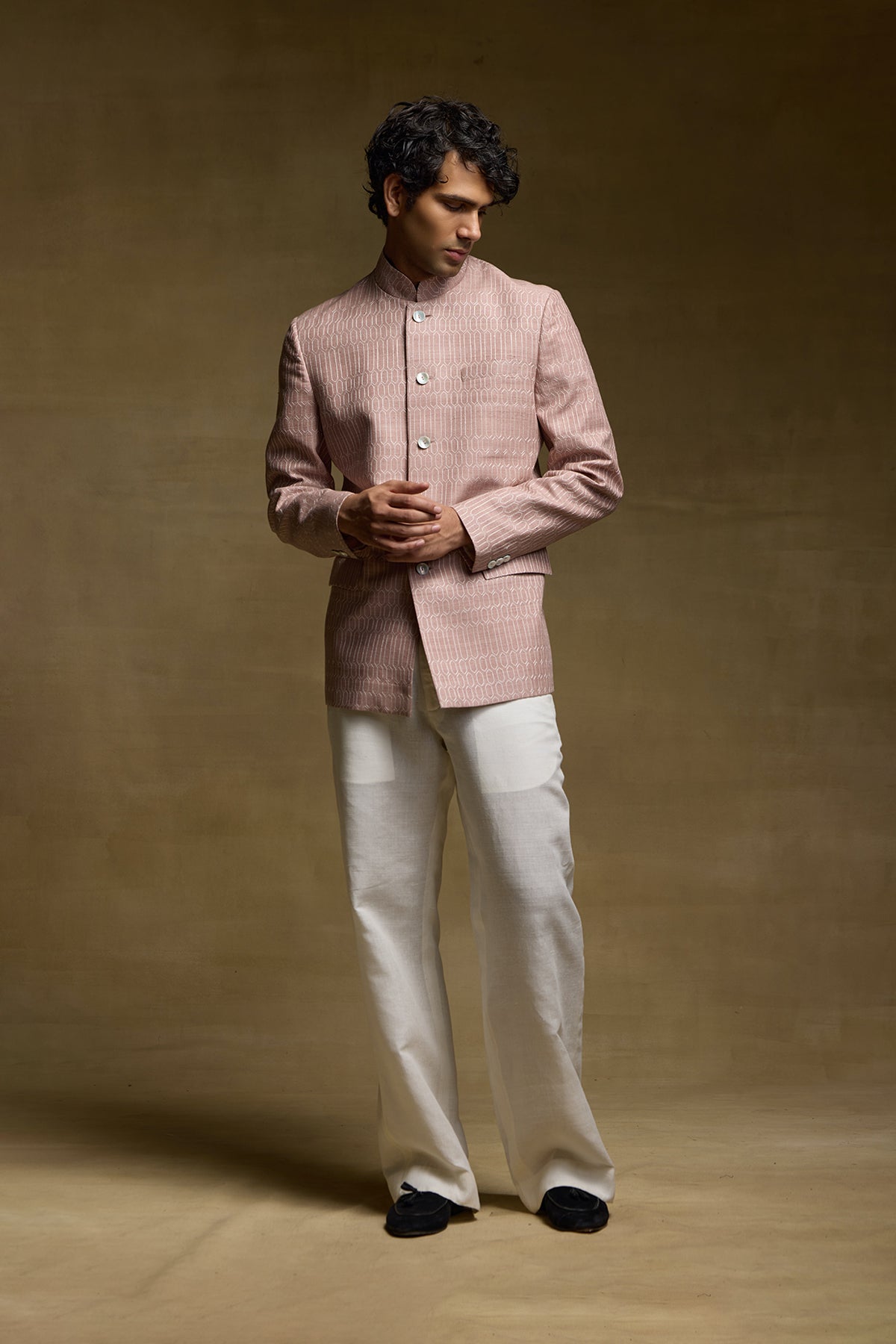 Dusty Pink Regal Mens Bandgala