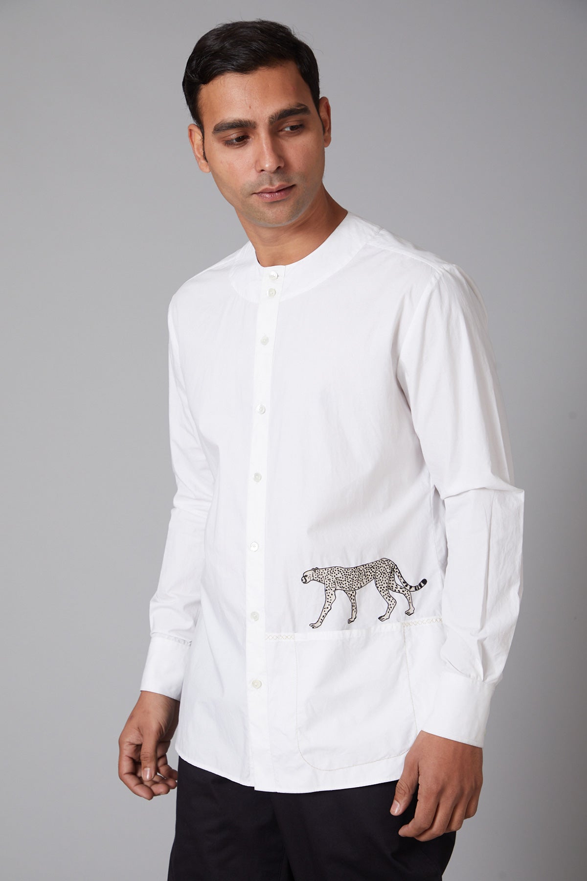 White Poplin Embroidered Shirt