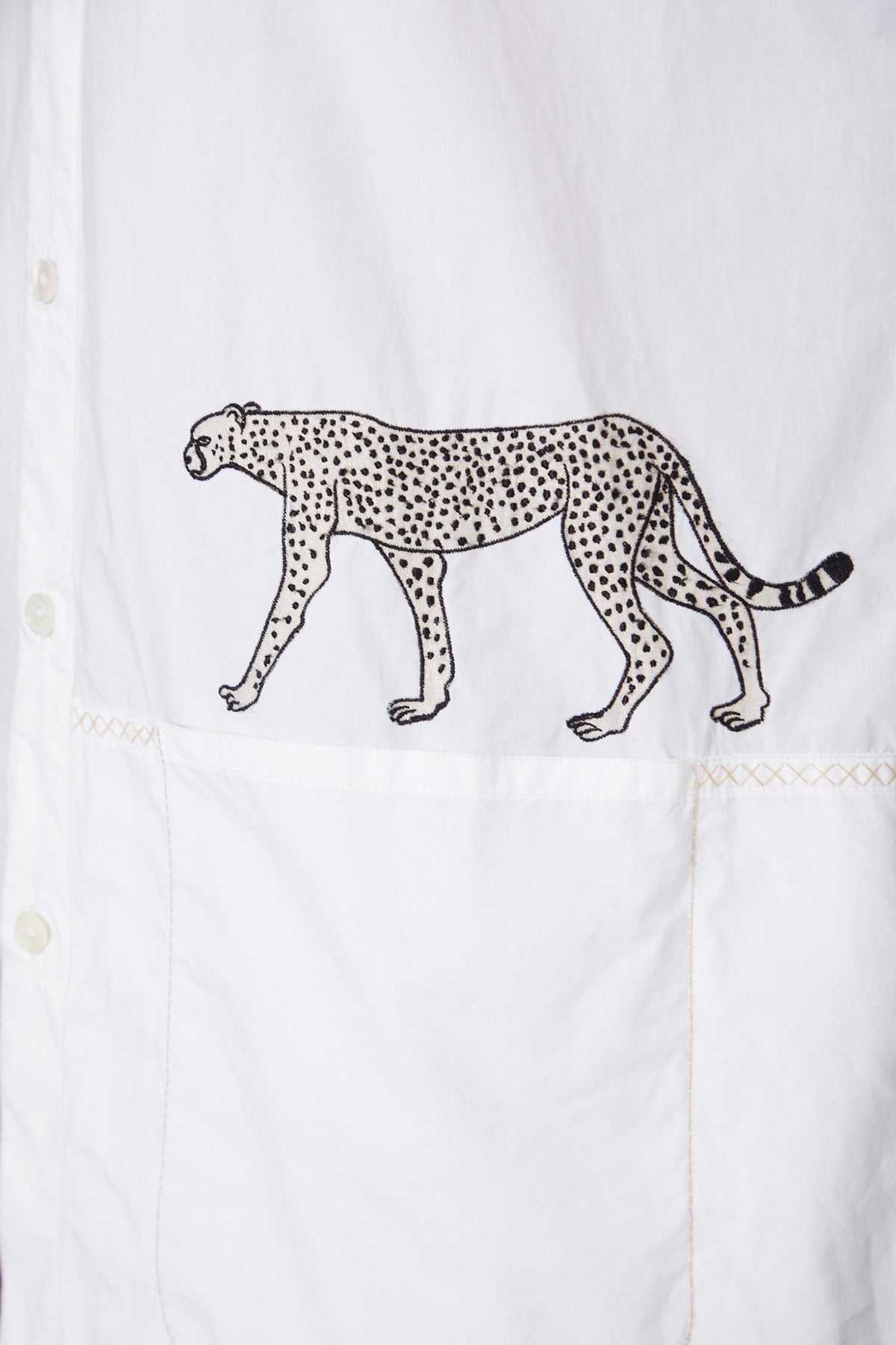 White Poplin Embroidered Shirt