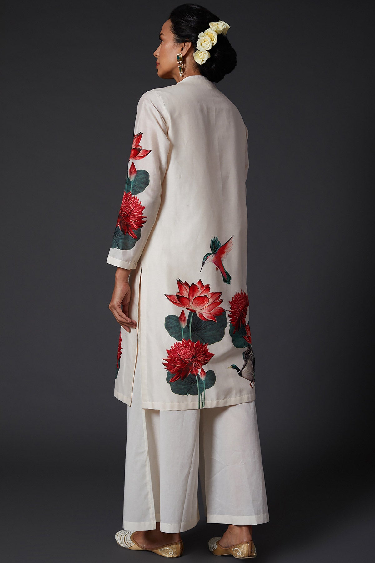 Ivory Printed & Embroidered Kurta Set