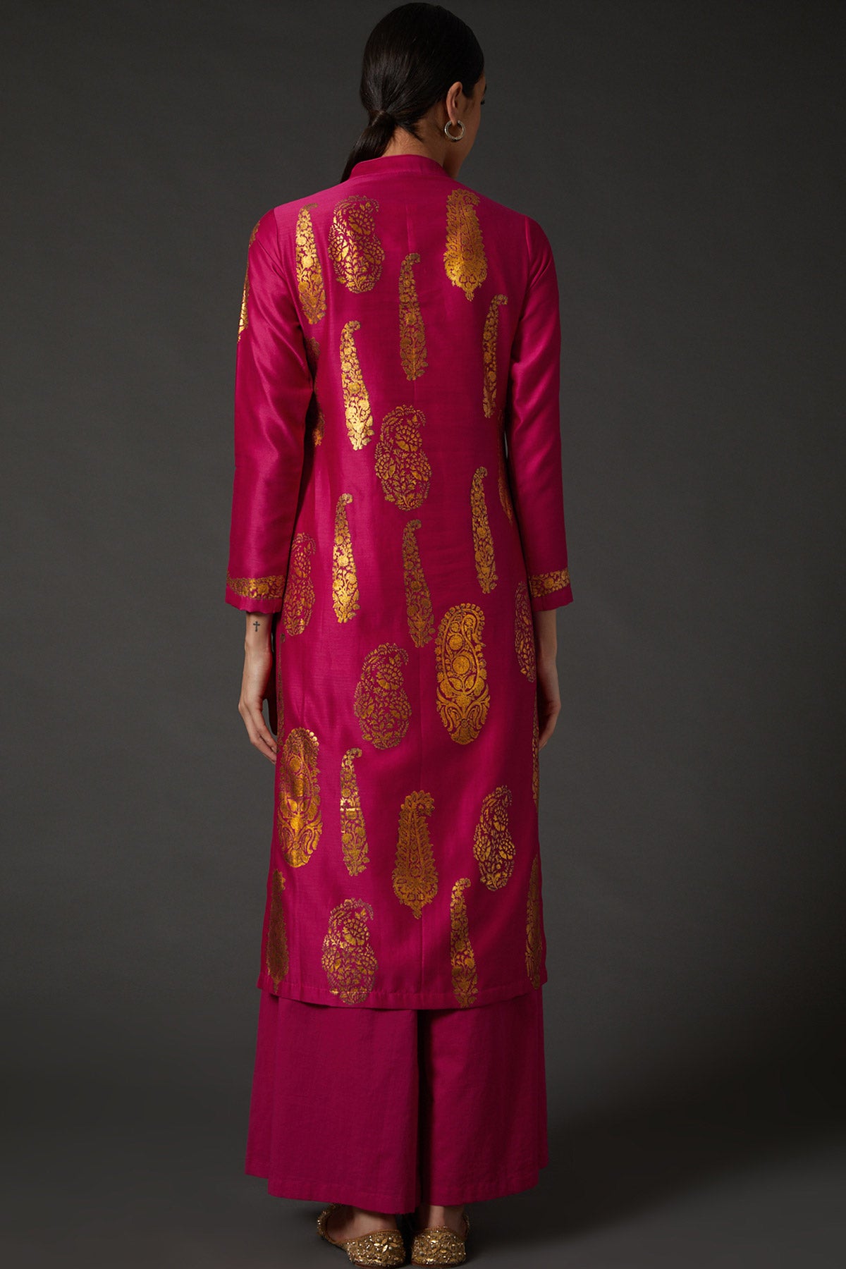 Chanderi Abstract Tunic Set with Voile Pants