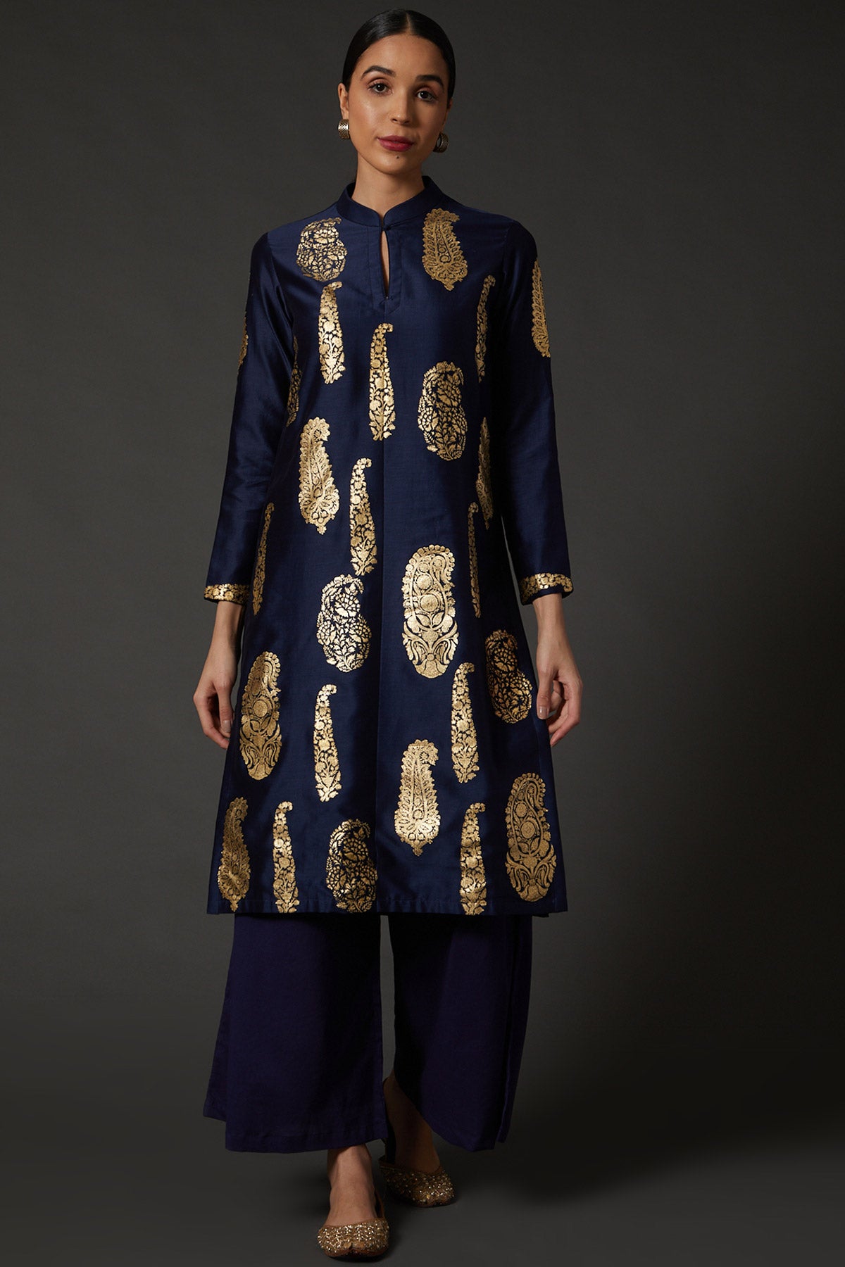 Chanderi Abstract Tunic Set with Voile Pants