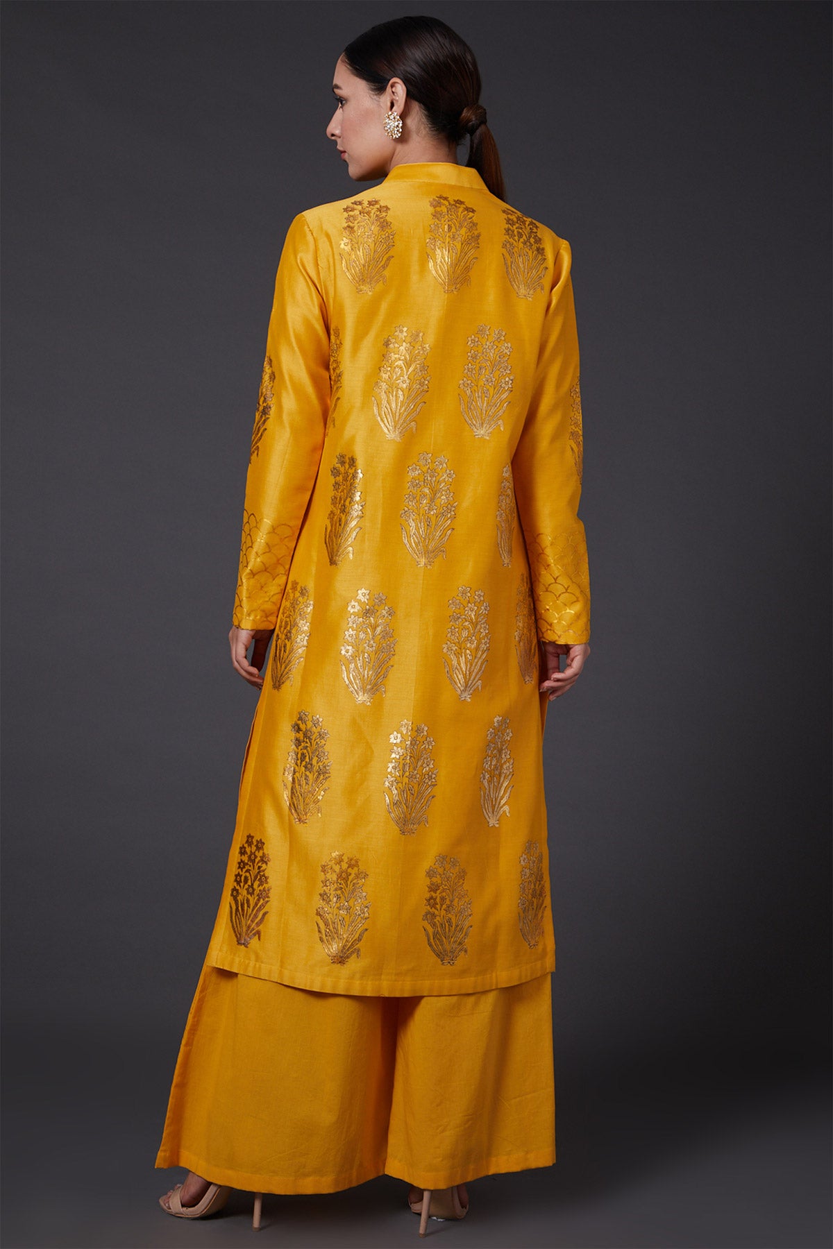 Yellow & Gold Block Printed Tunic Set