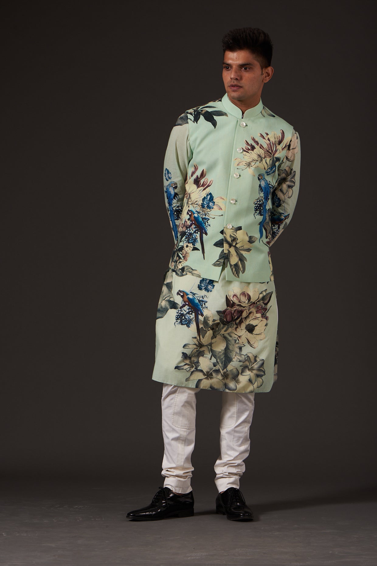 Men's Floral Digital Printed Bundi