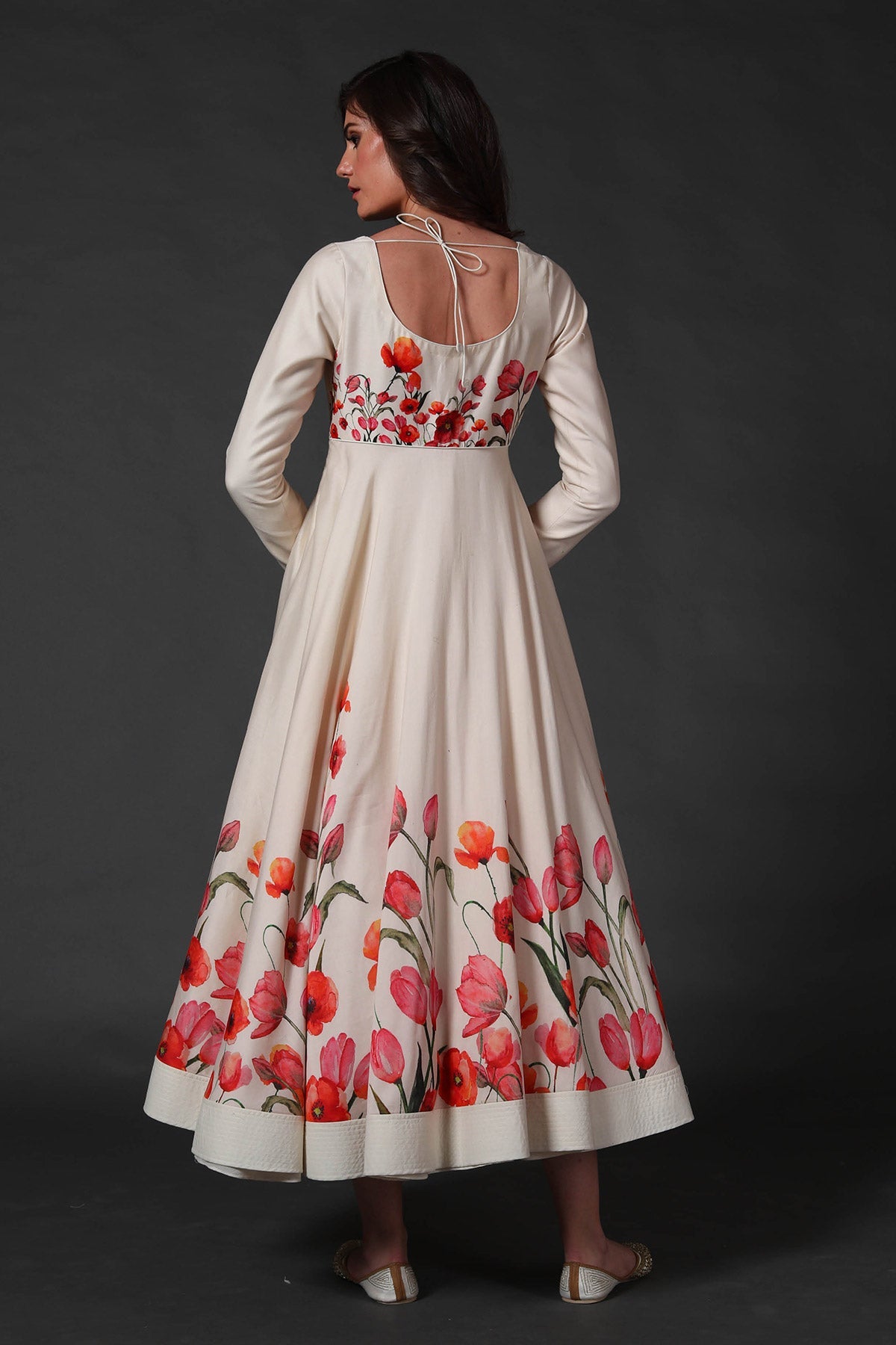 Chanderi Anarkali Set With Digital Print-RTS