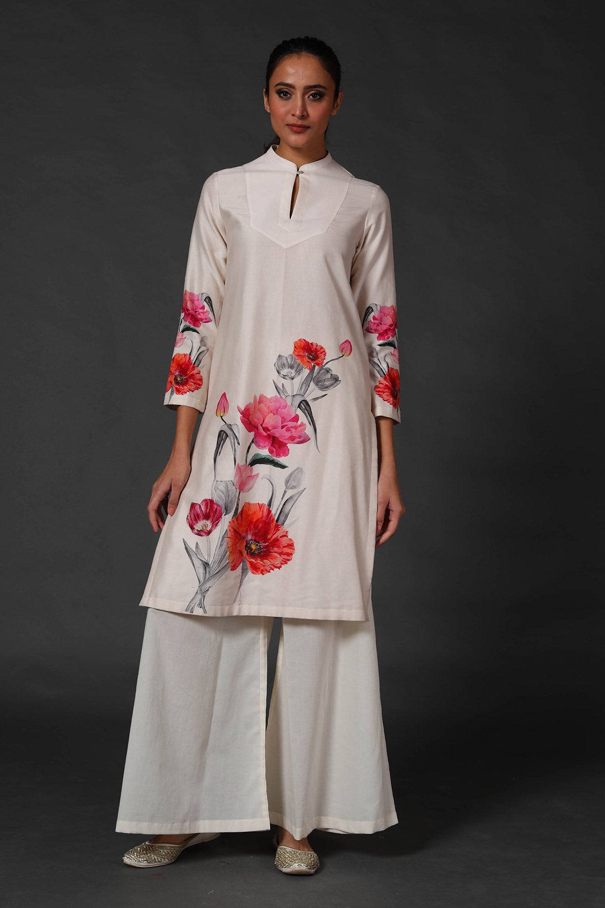 Chanderi Tunic Paired Up With Palazzo