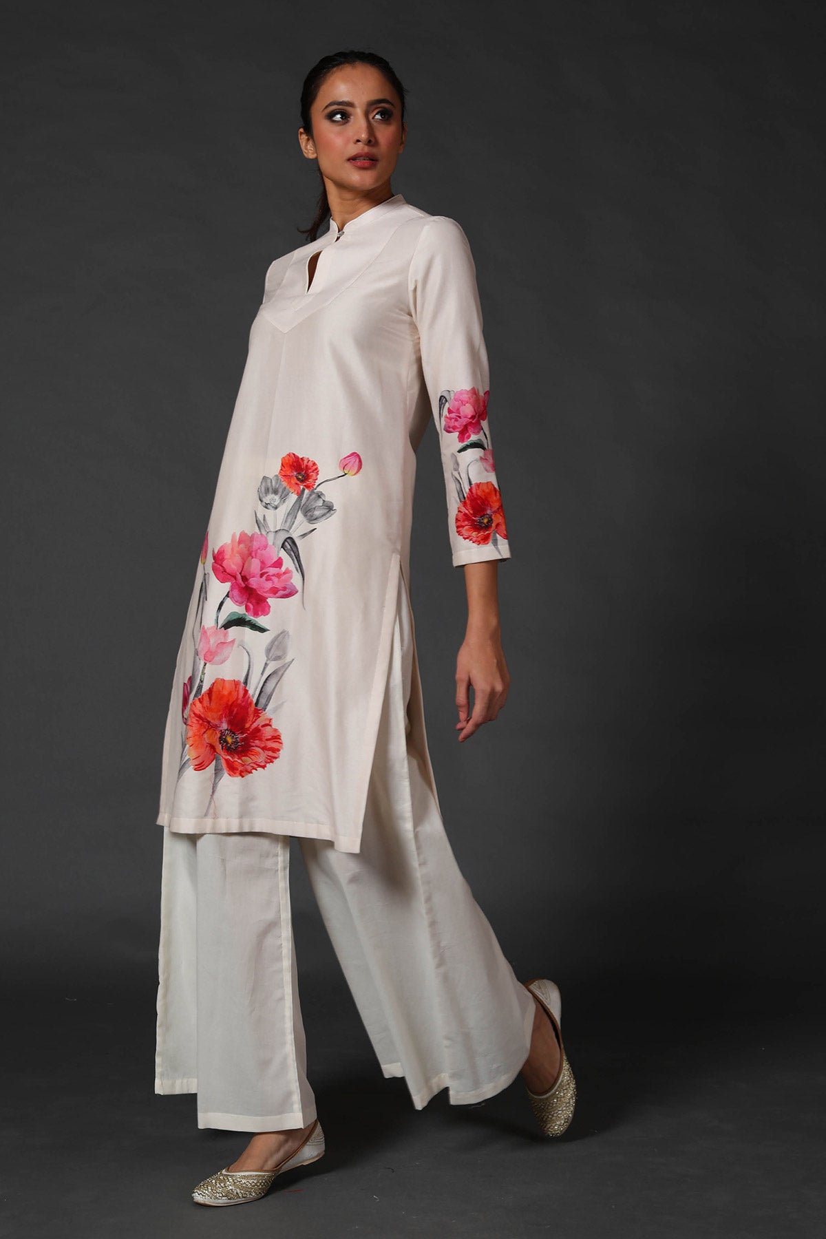 Chanderi Tunic Paired Up With Palazzo