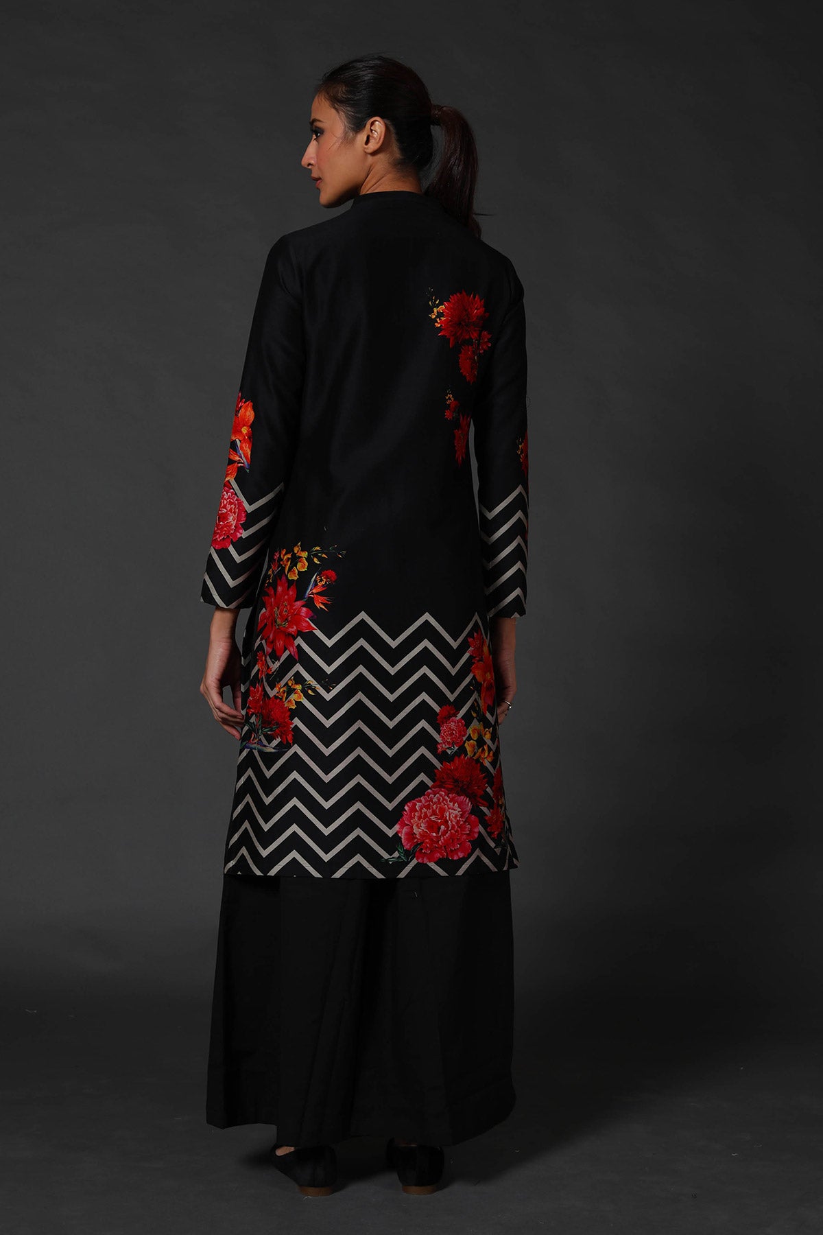 Black Chanderi Tunic And Palazzo