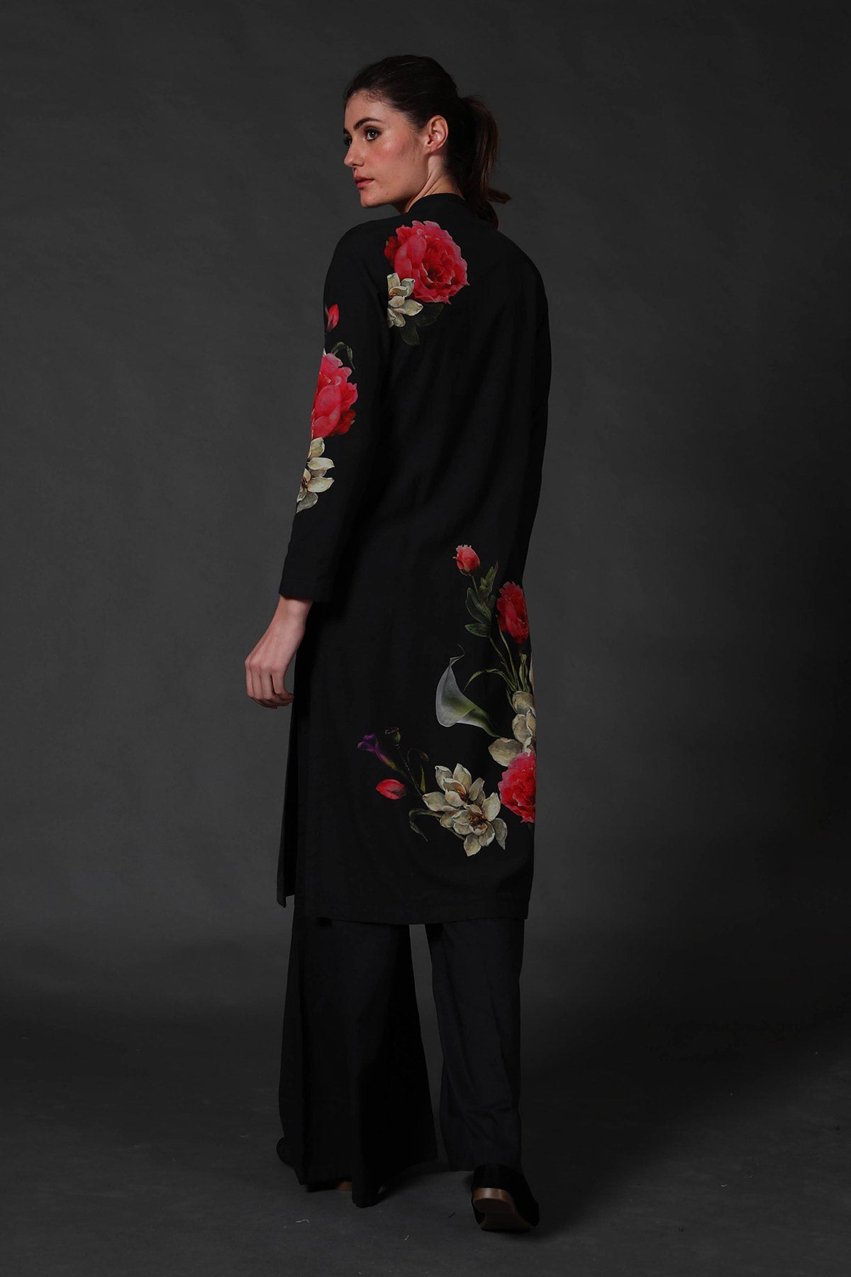 Black Chanderi Tunic Paired Up With Palazzo-RTS