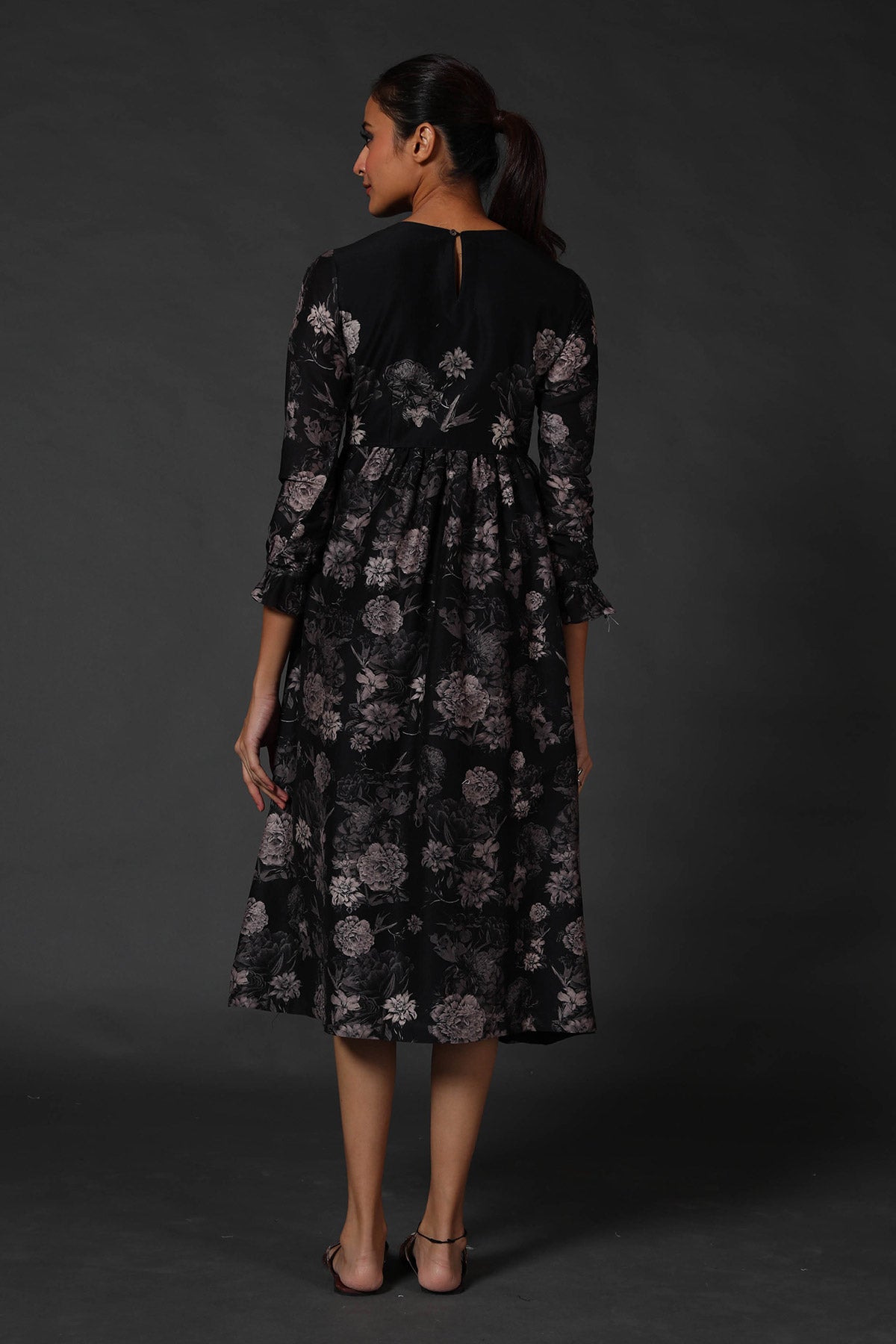 Black Digital Printed Dress-RTS