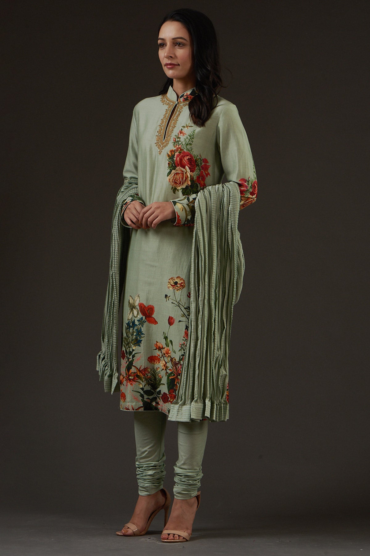 Printed Embroidered Straight Kurta Set