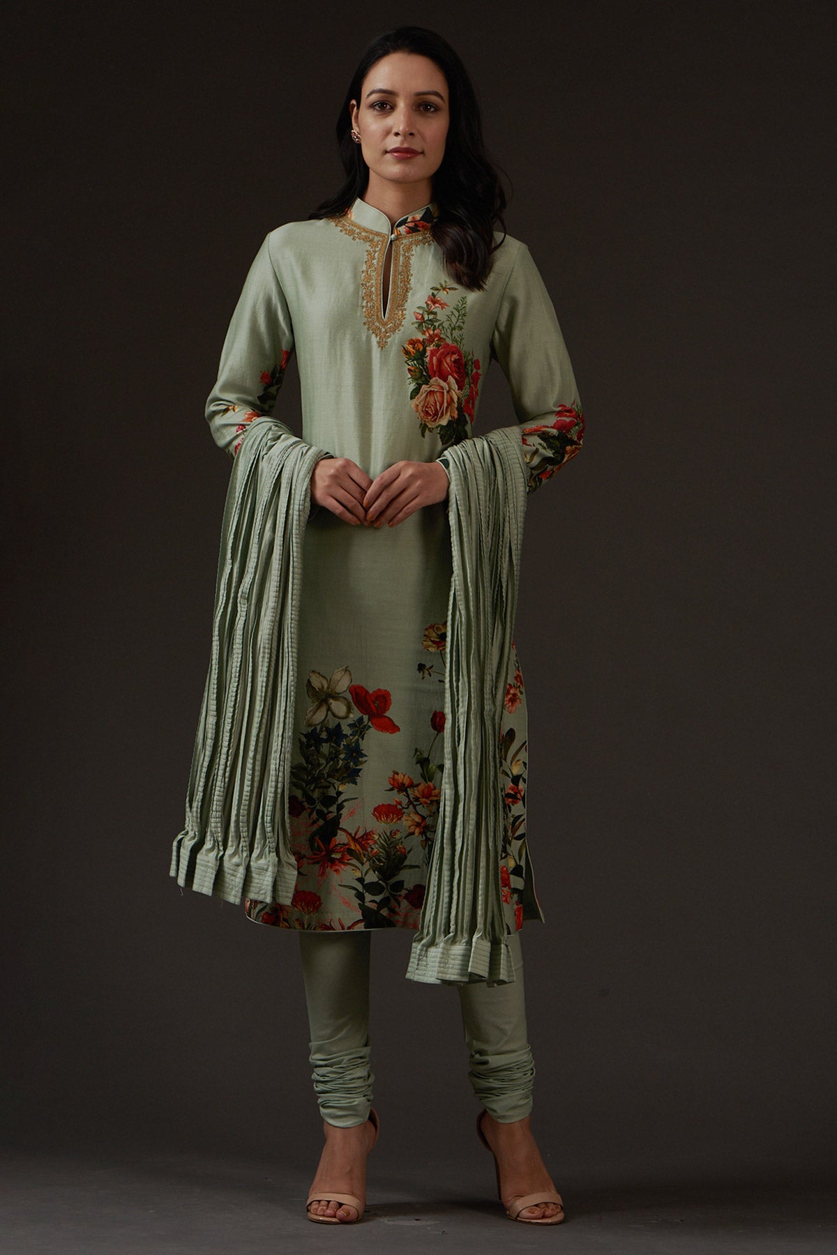 Printed Embroidered Straight Kurta Set