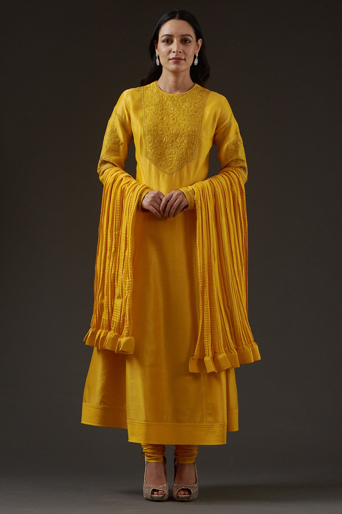 Embroidered Kalidar Kurta Set