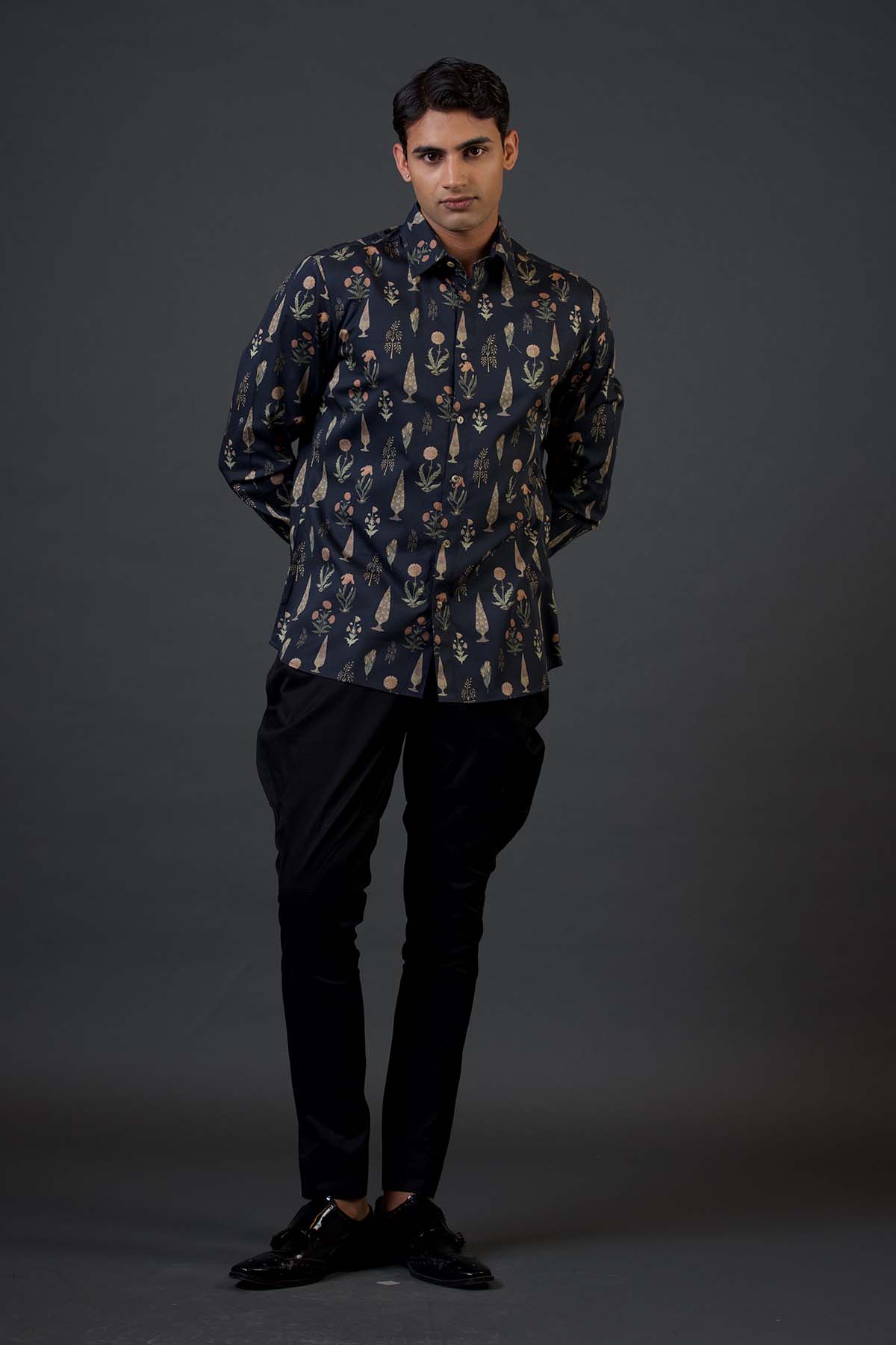 Black Mughal Printed Shirt