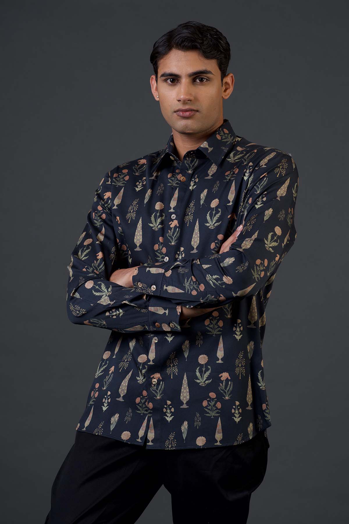 Black Mughal Printed Shirt