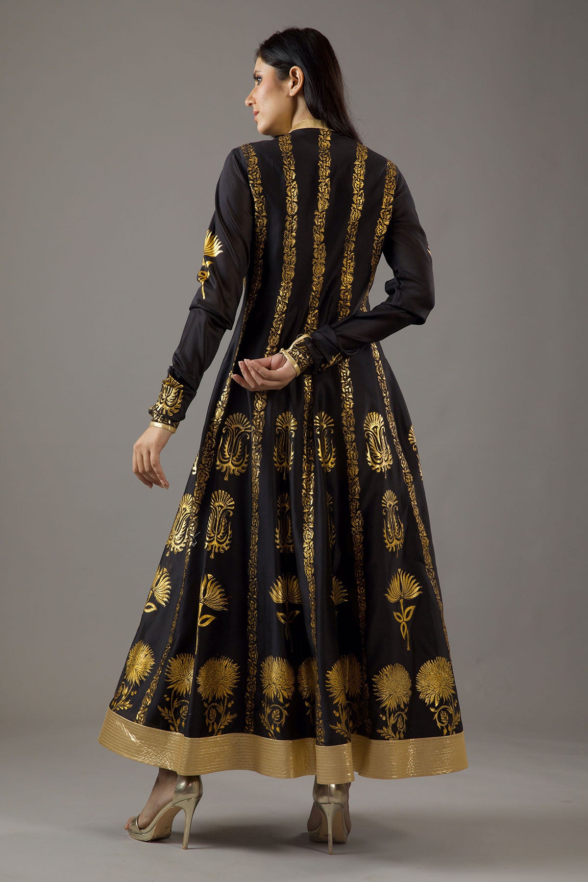 Chanderi Silk Gold Foil Kalidar Set