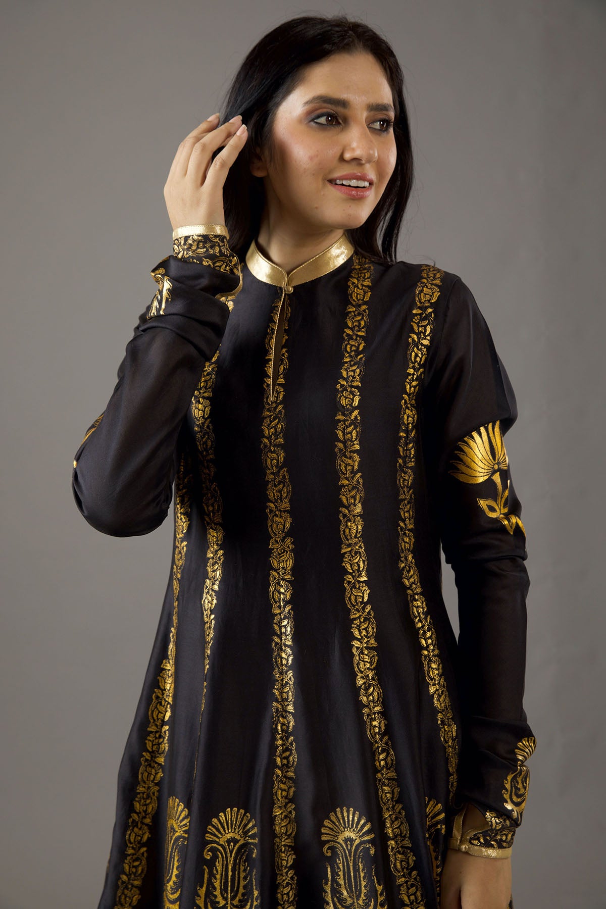 Chanderi Silk Gold Foil Kalidar Set