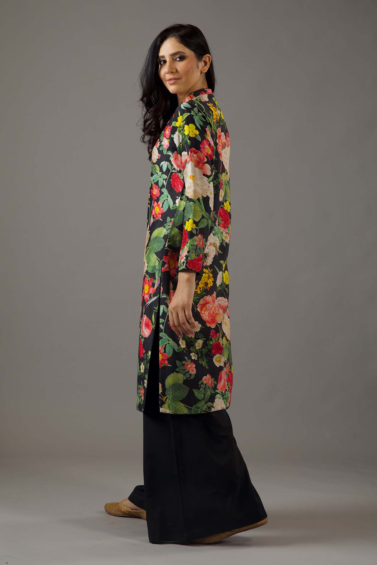 Chanderi Silk Floral Printed Tunic Set