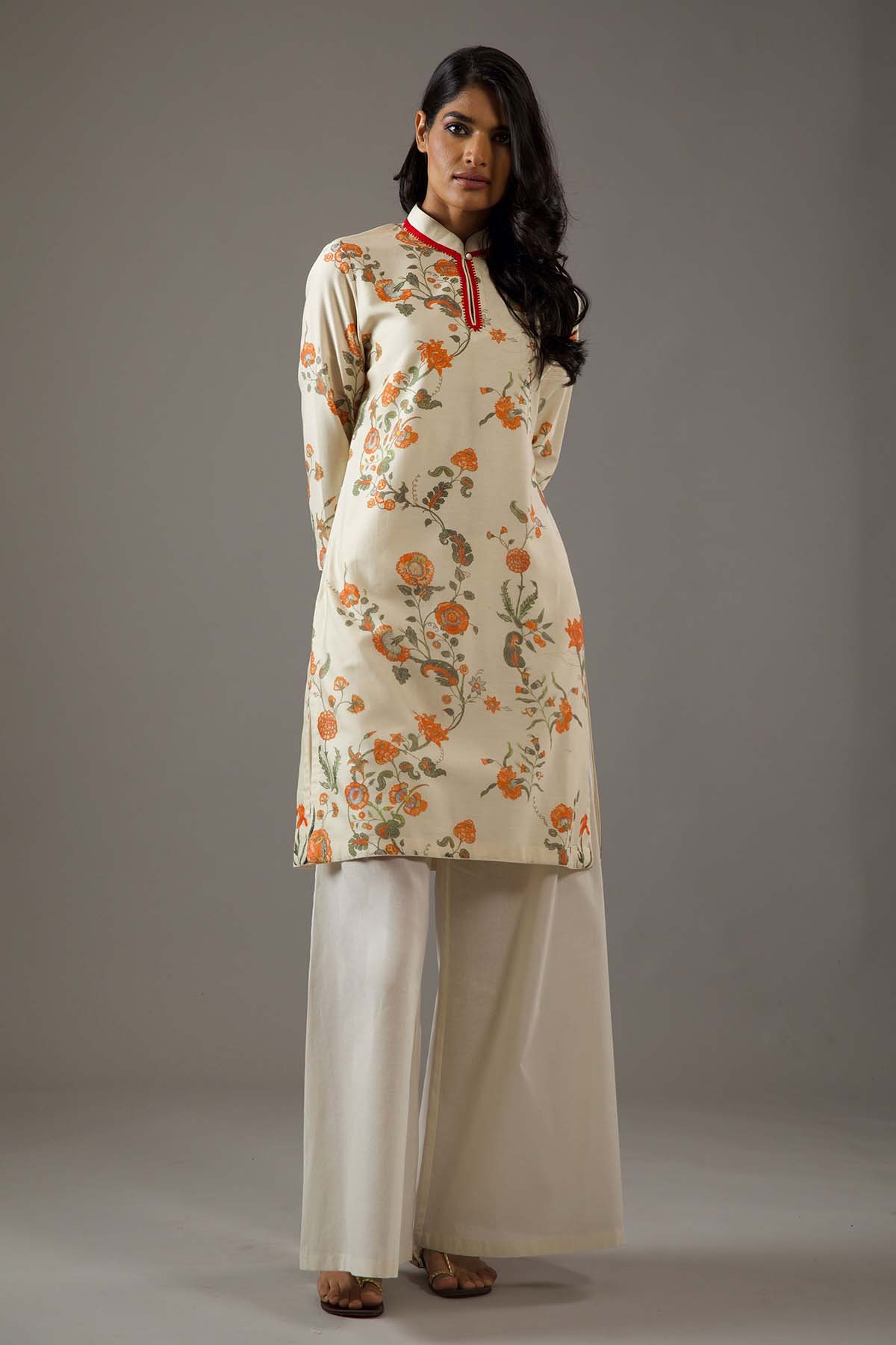 Chanderi Silk Small Placement Printed Tunic Set