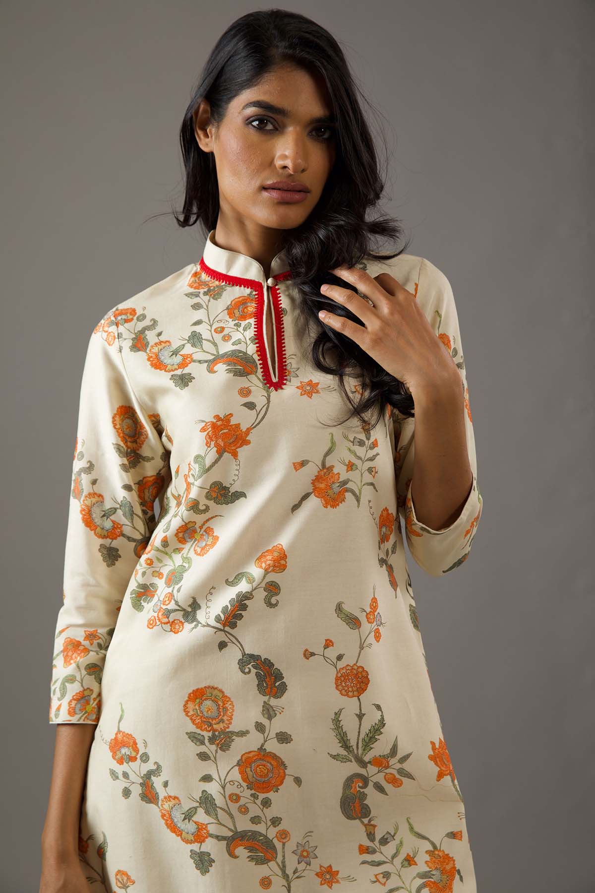 Chanderi Silk Small Placement Printed Tunic Set