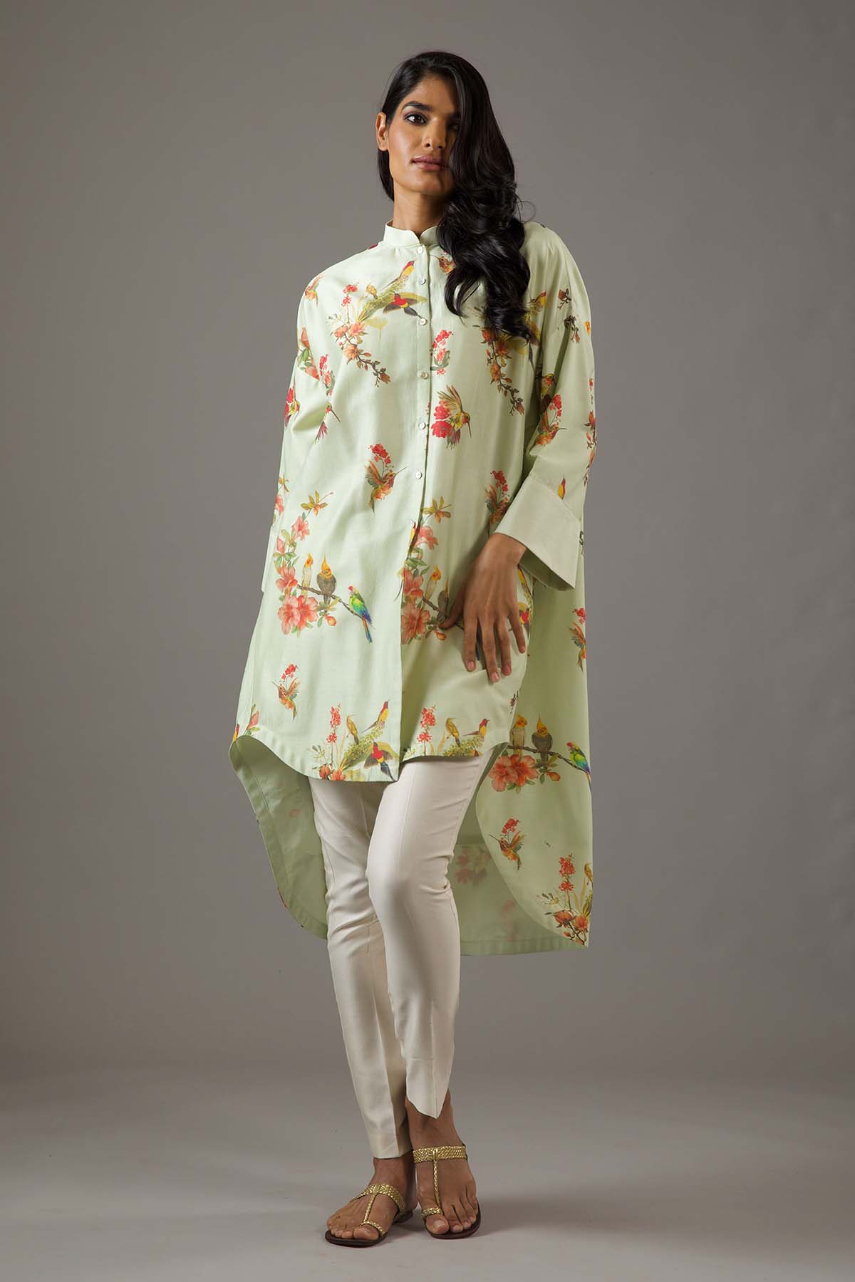 Chanderi Silk Loosefit Printed Tunic