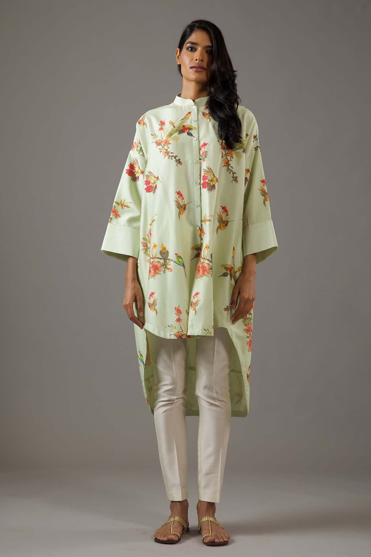 Chanderi Silk Loosefit Printed Tunic