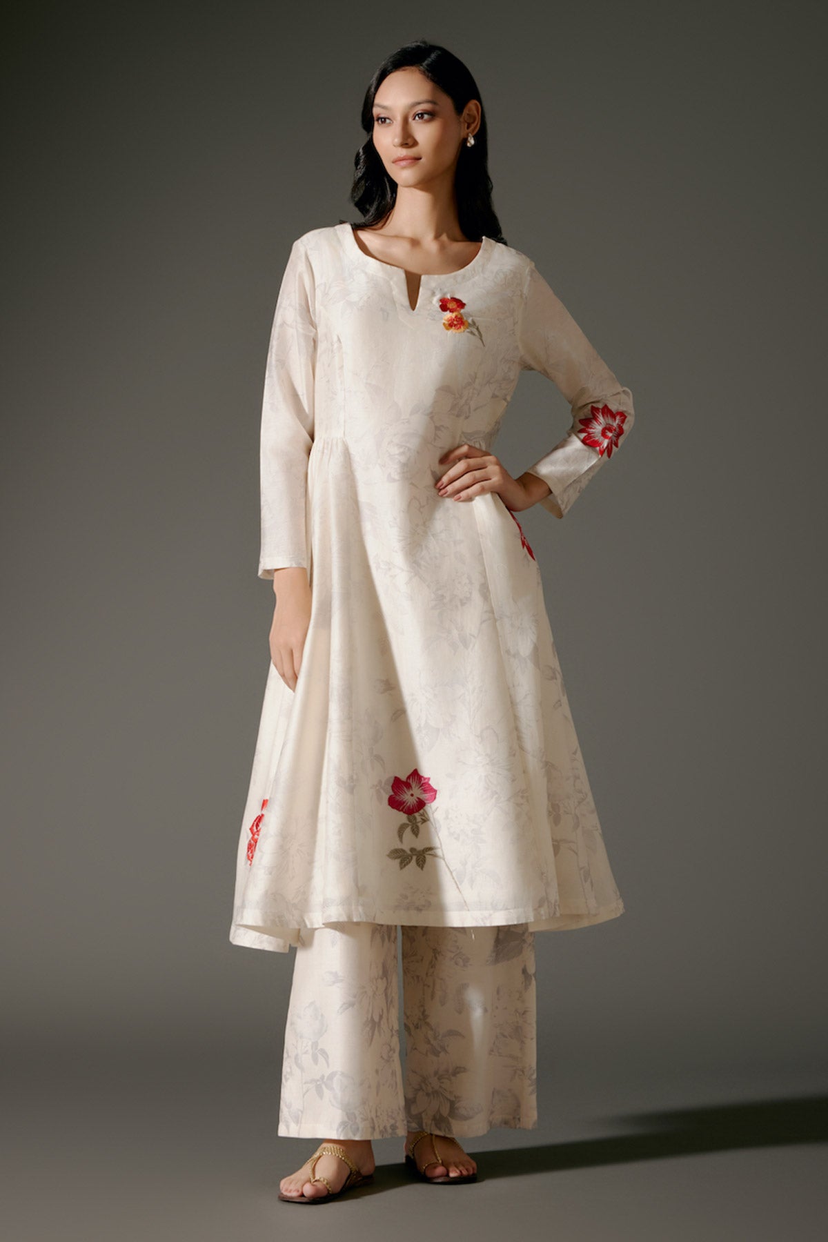 Flared A-Line Tunic Set In Chanderi Silk