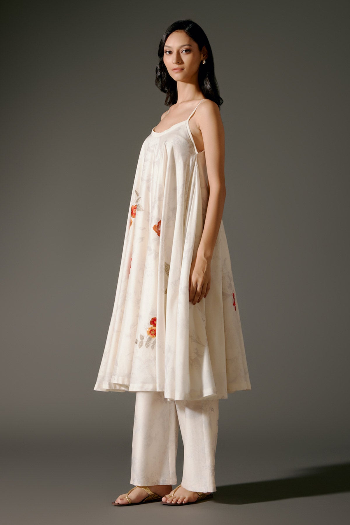 Flared A-Line Tunic Set In Chanderi Silk