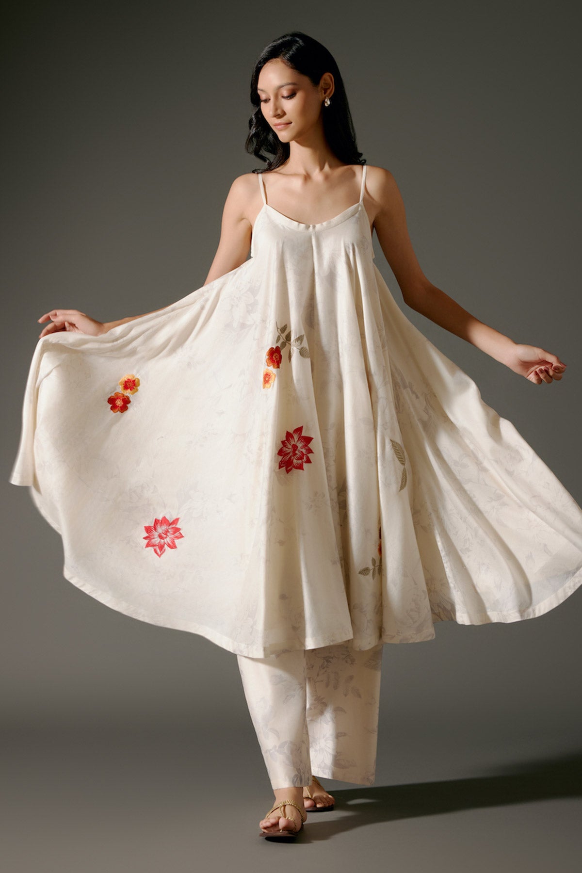 Flared A-Line Tunic Set In Chanderi Silk