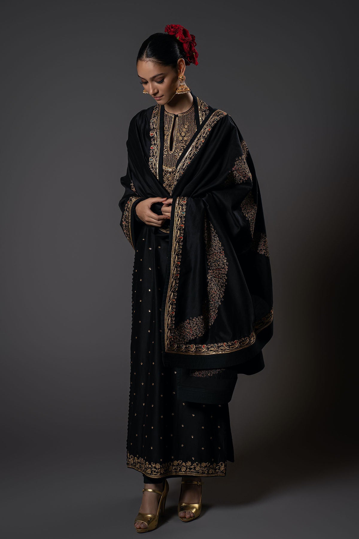 Women'S Black Kurta Set