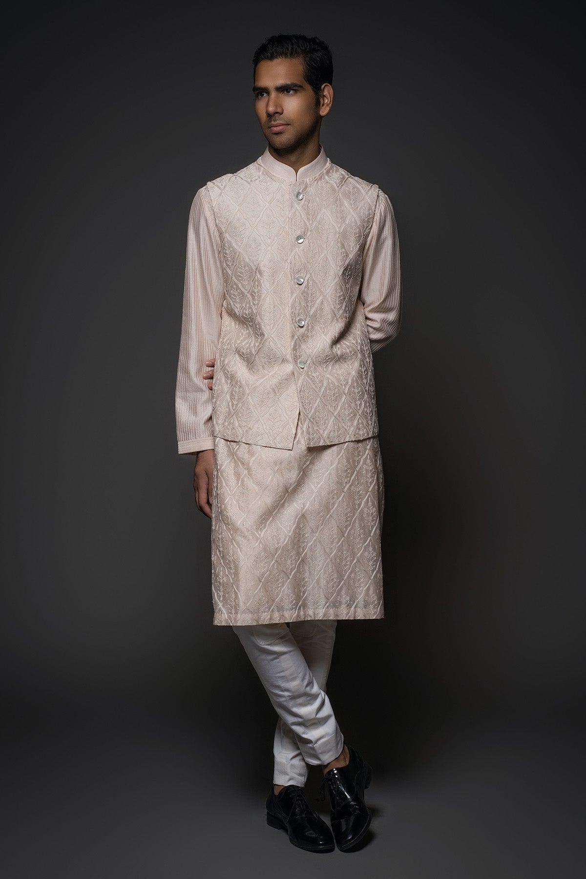 Men'S Embroidery Bundi Kurta Set