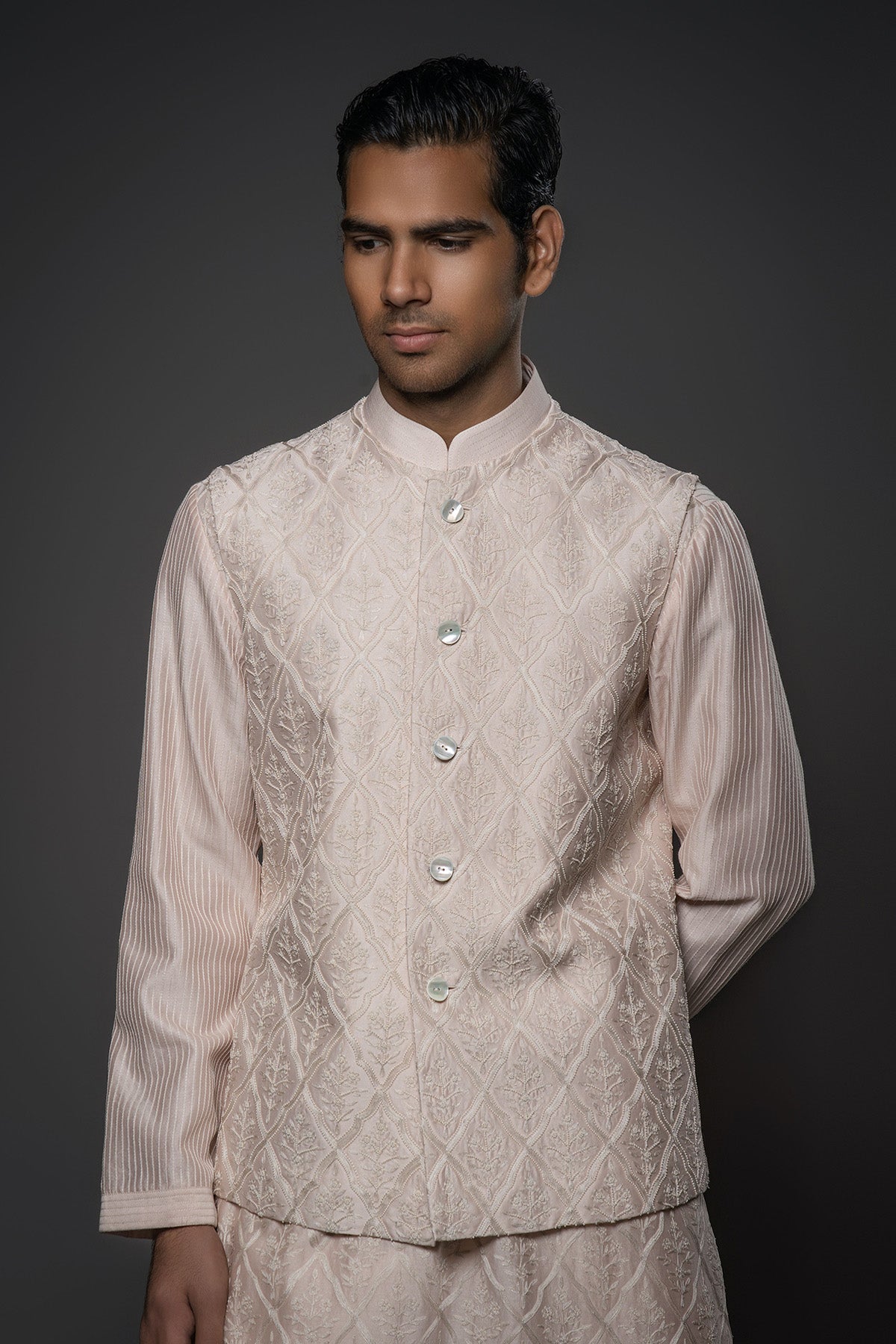 Men'S Embroidery Bundi Kurta Set