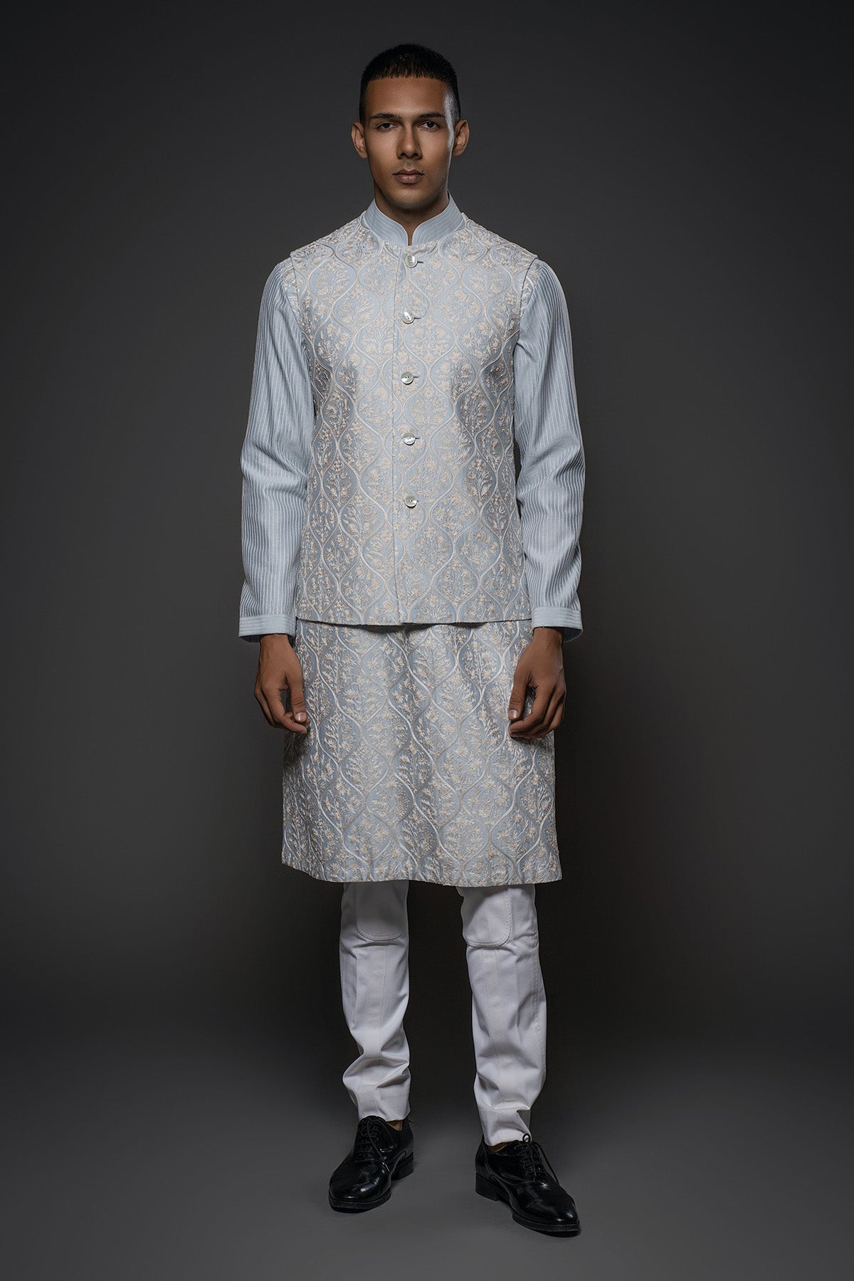 Men'S Embroidery Bundi Kurta Set