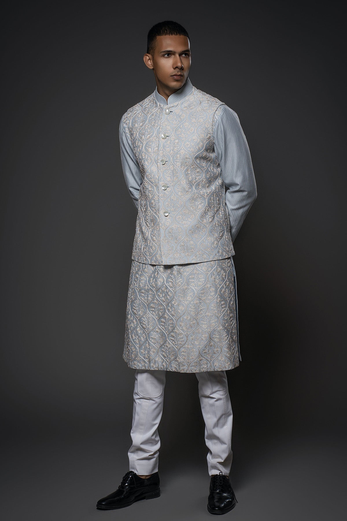 Men'S Embroidery Bundi Kurta Set