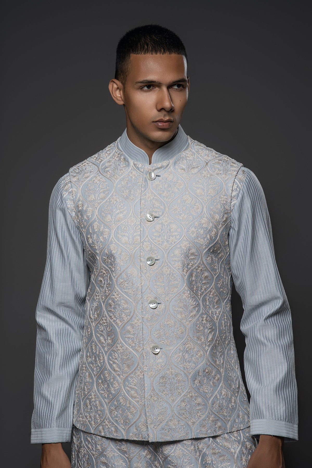 Men'S Embroidery Bundi Kurta Set