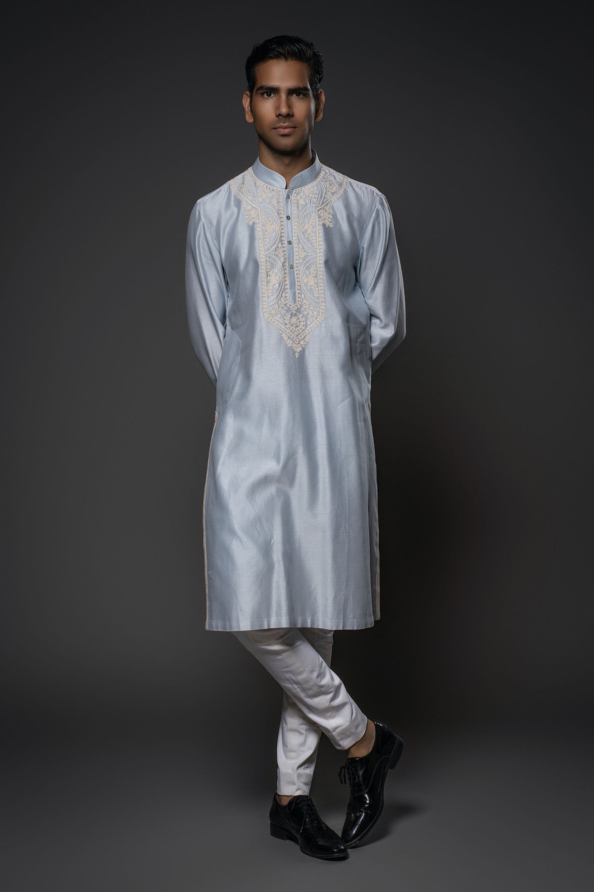 Men'S Embroidery Kurta Set With Stole