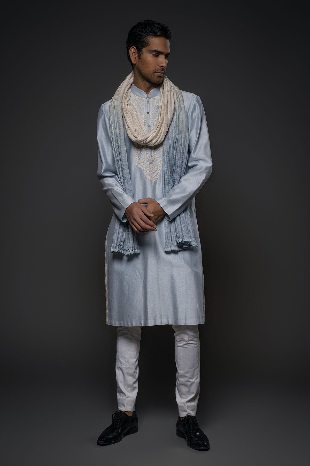 Men'S Embroidery Kurta Set With Stole