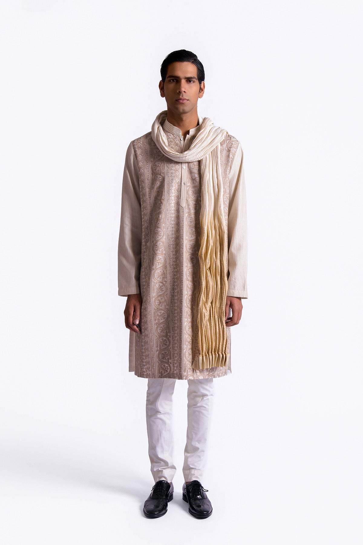 Men's Chanderi Embroidered  Kurta Set