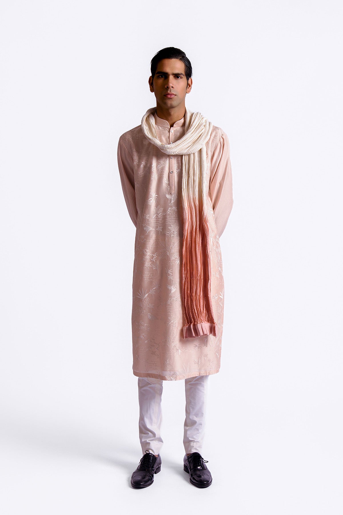 Men's Chanderi Embroidered Kurta Set
