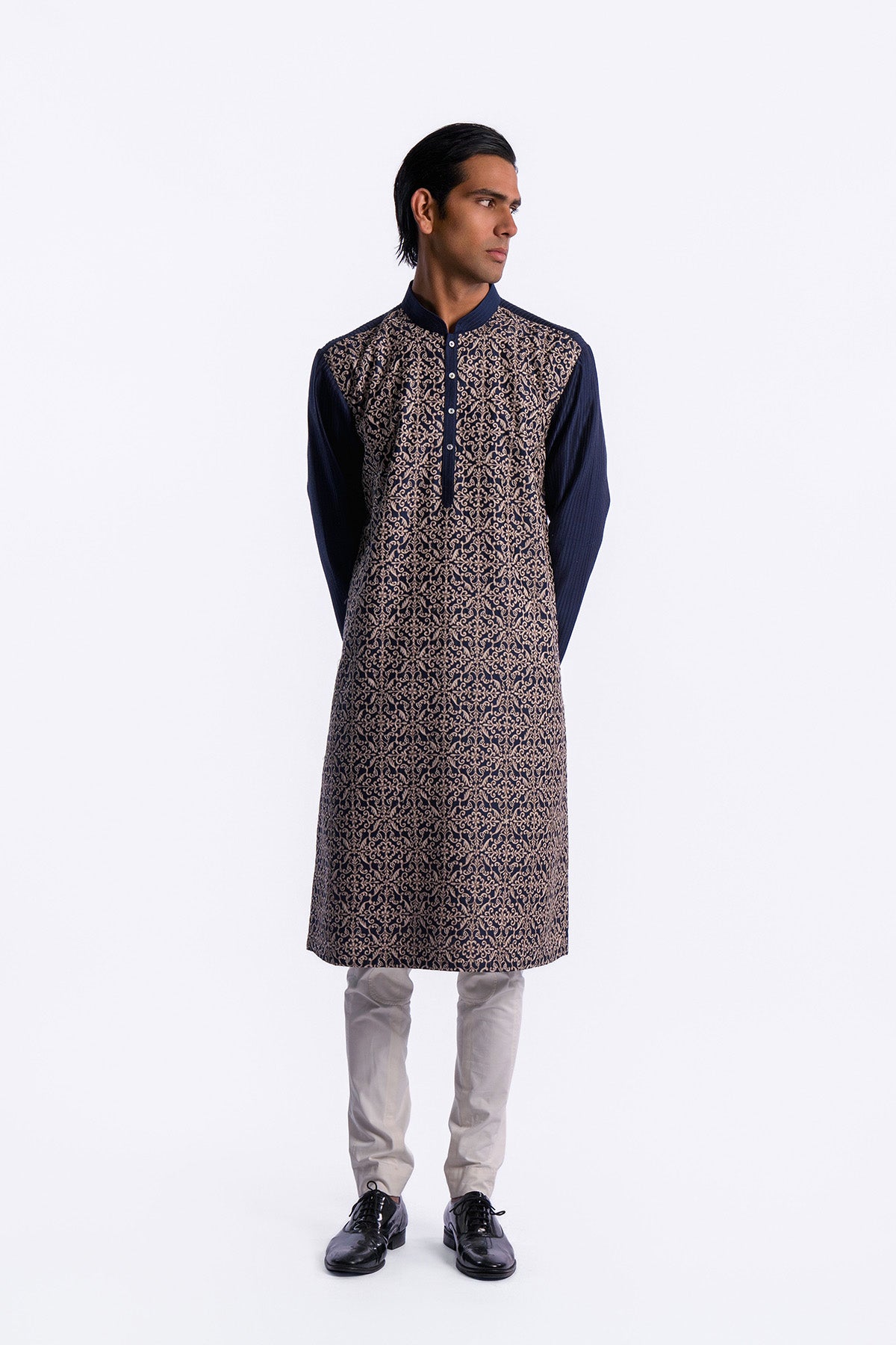 Men's Chanderi Embroidered  Kurta Set
