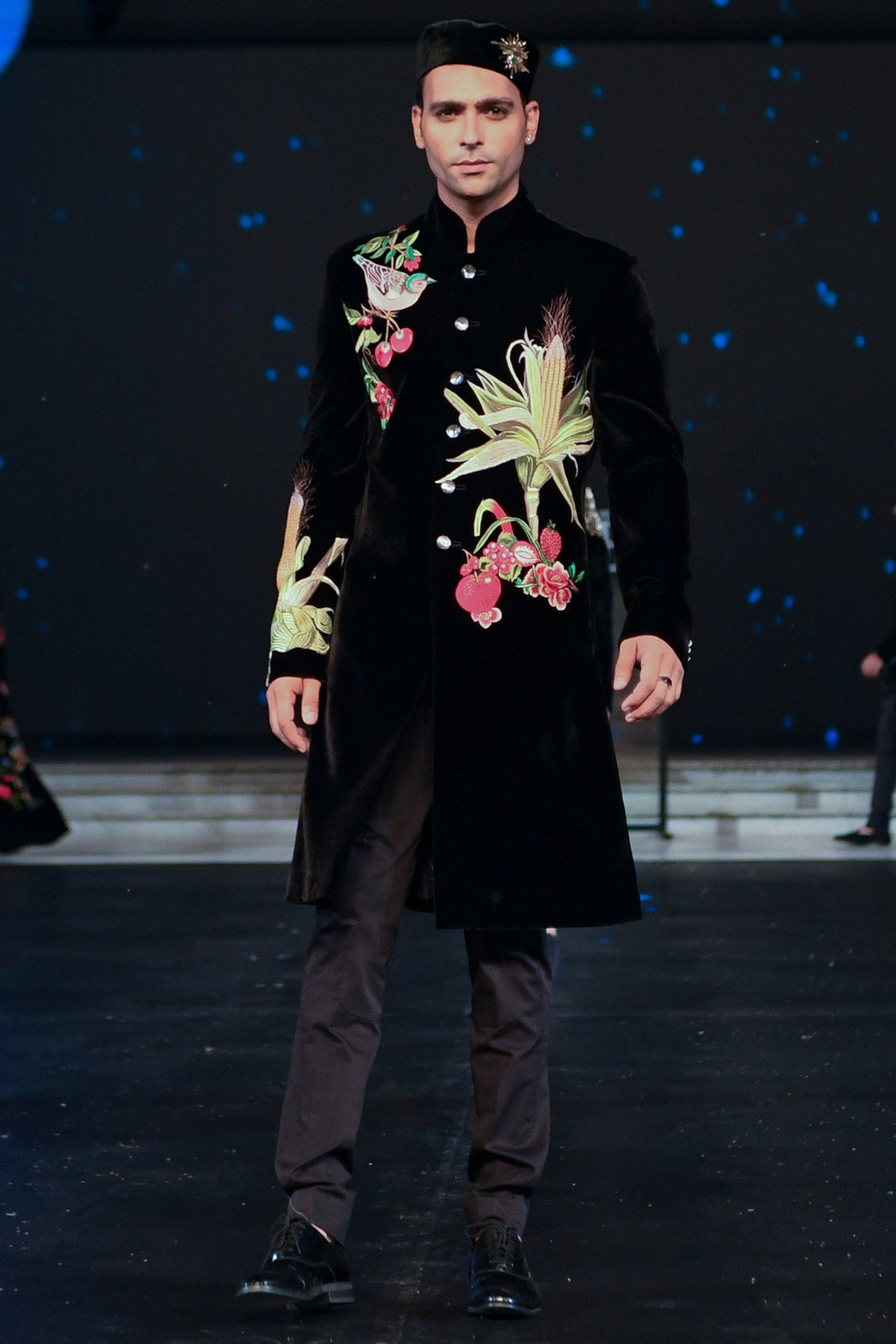 Silk Velvet Hand & Machine Embroidered Sherwani