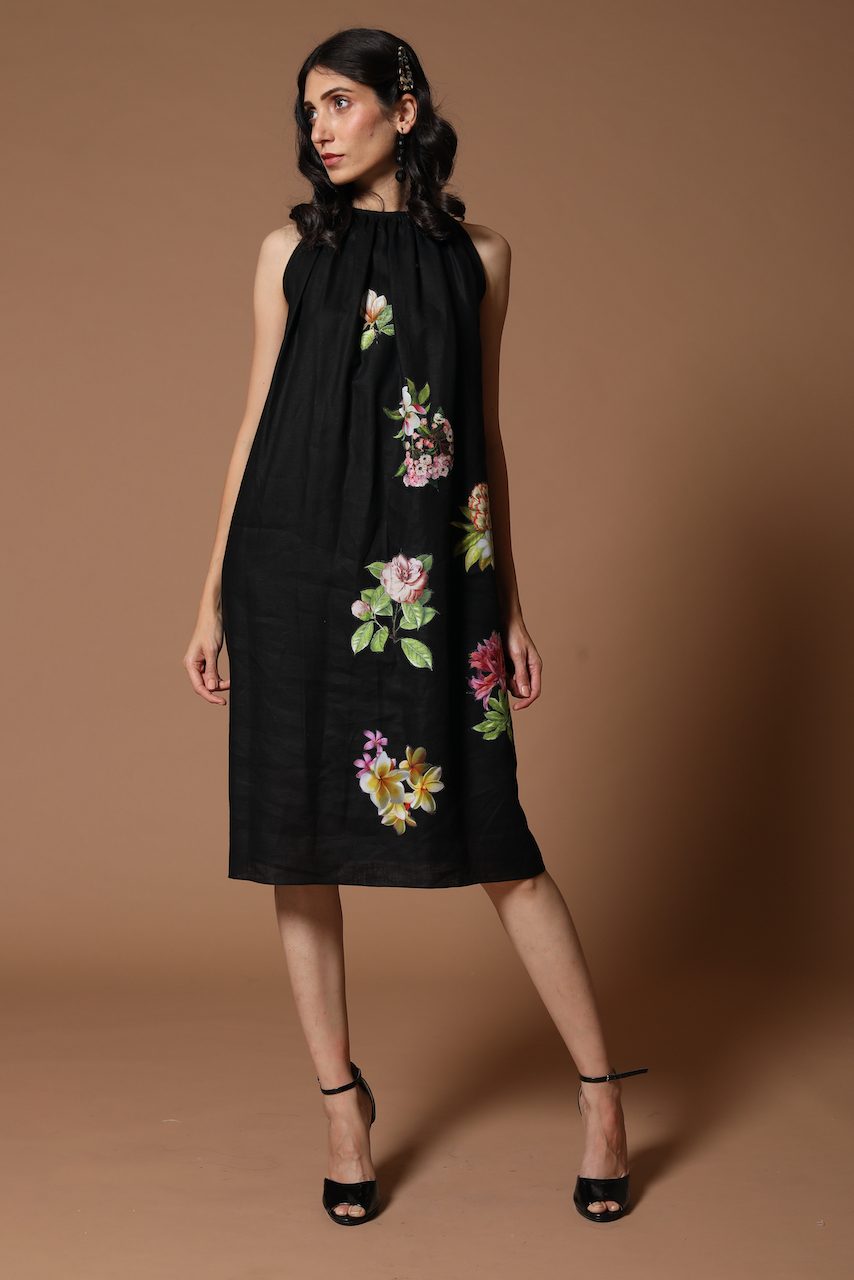 Black Floral Printed Dress