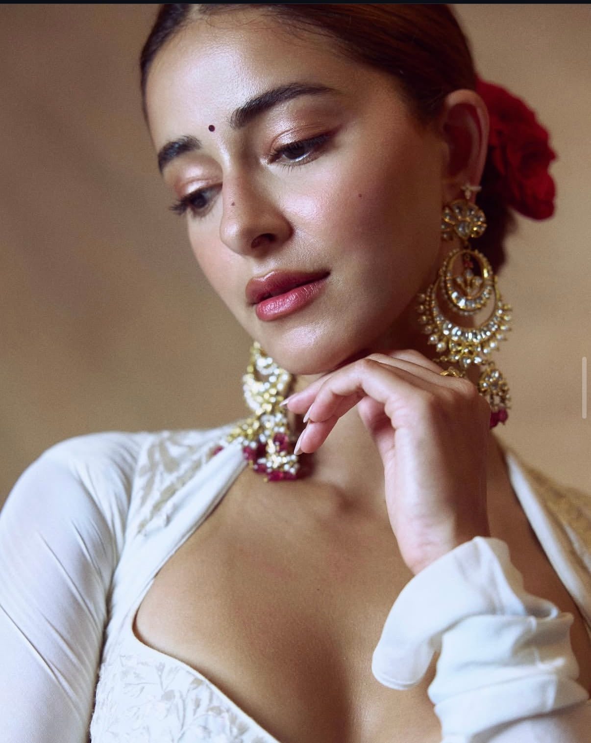 Ananya Pandey in Velvet Lehenga & Embroidered Cape Set by Rohit Bal