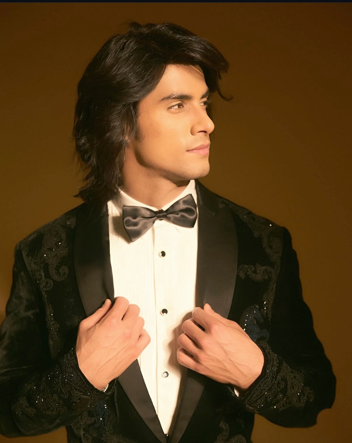 Mr. World in Embroidered Velvet Tuxedo