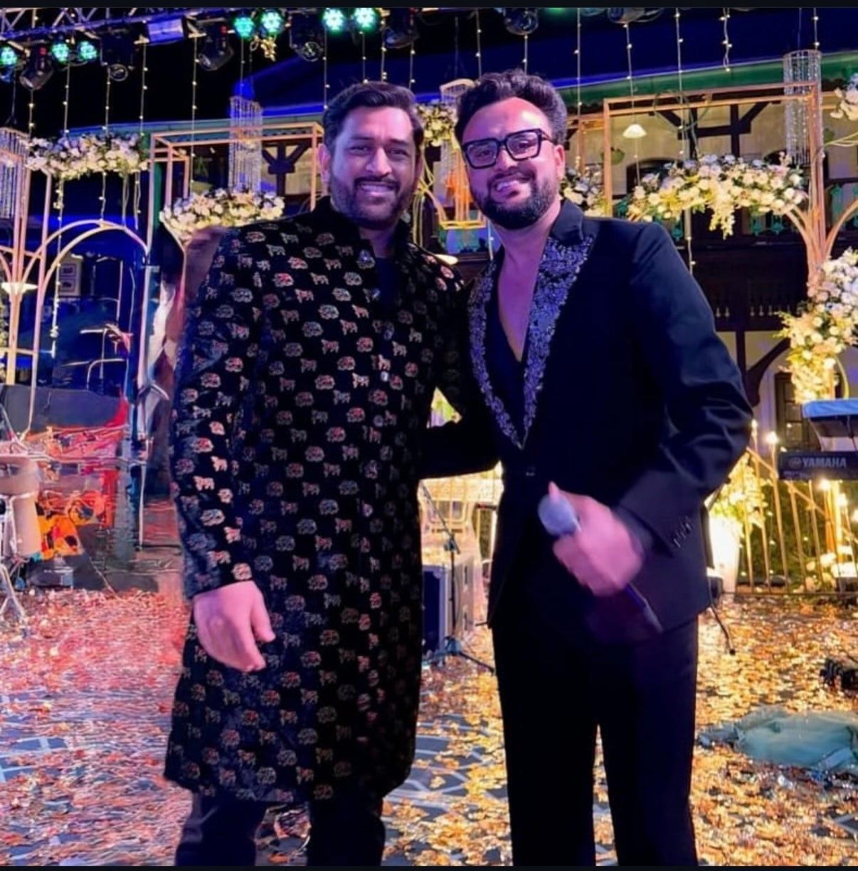 MS Dhoni in Velvet Embroidered Sherwani
