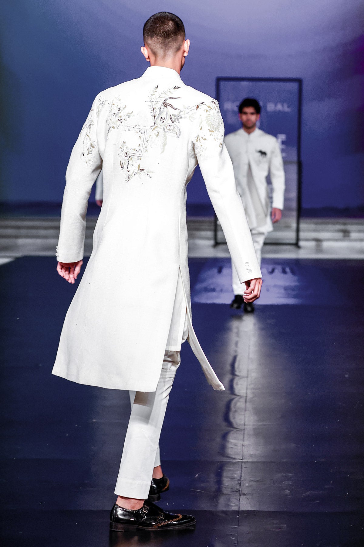 Ivory Matka Silk Sherwani With Embroidery For Men