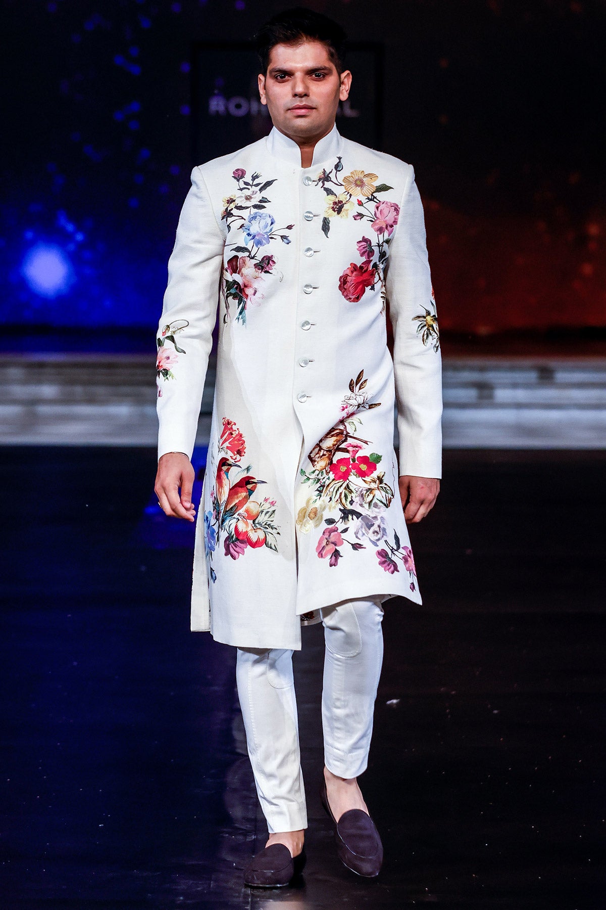 Printed Chanderi Silk Sherwani For Men