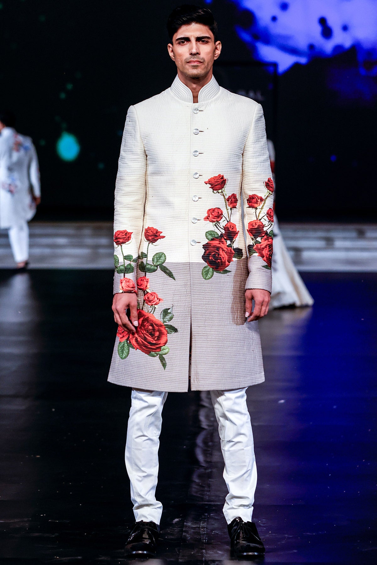 Printed Ivory Sherwani For Men