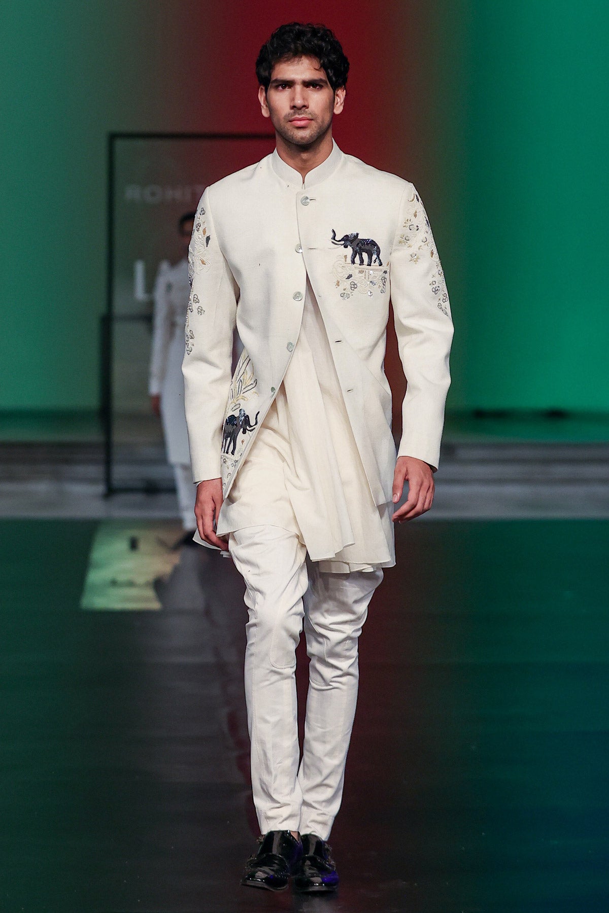 Matka Silk Hand-Embroidered Sherwani With Elephant Motif